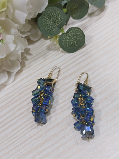 Orecchini Grappolo Cristallo Blu Splendi
