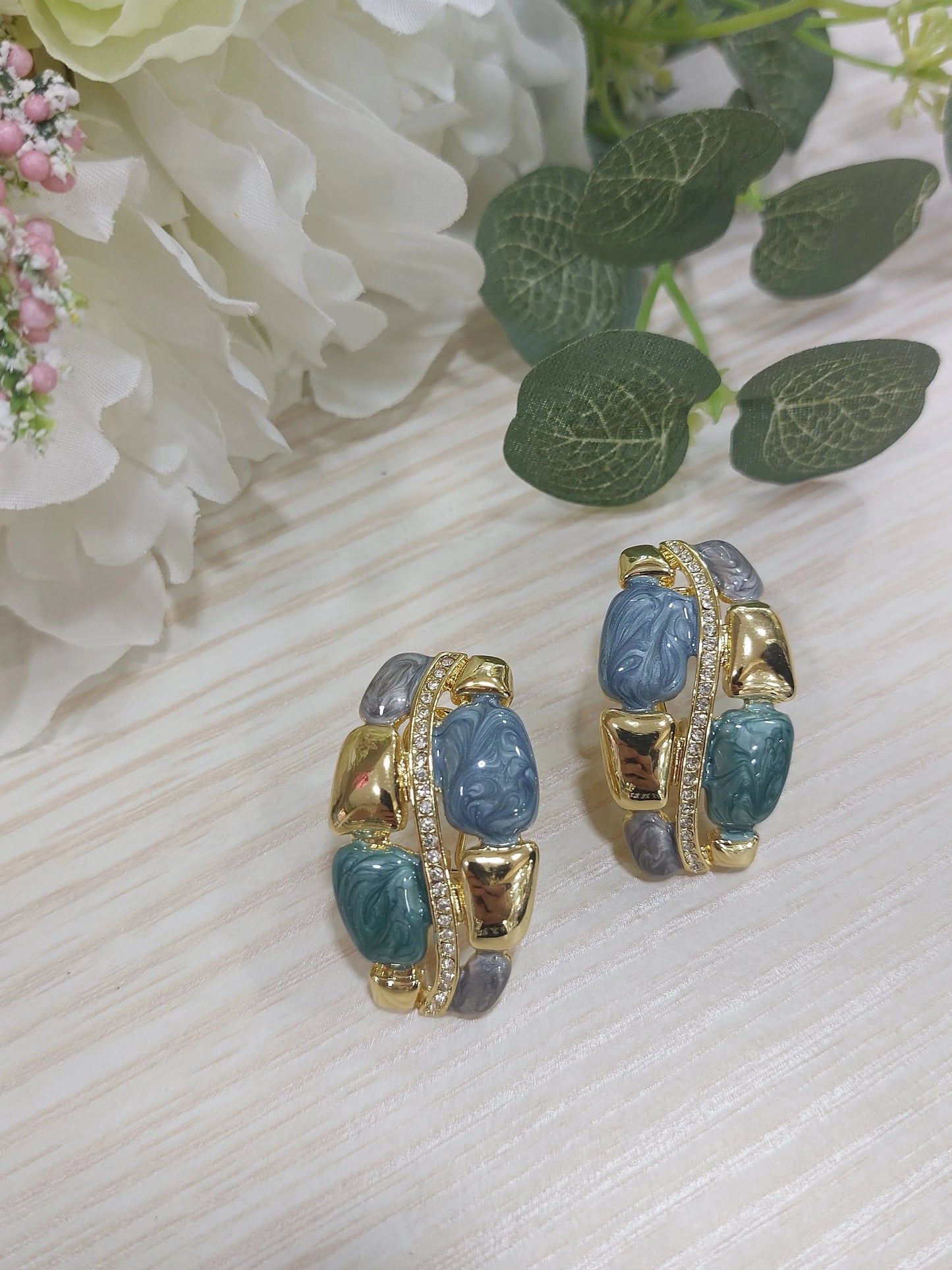 Orecchini Onda Strass e Smalti Splendi