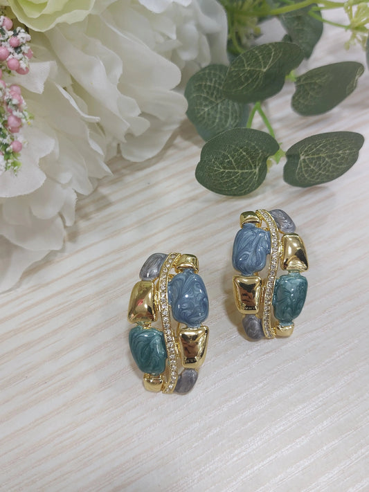 Orecchini Onda Strass e Smalti Splendi