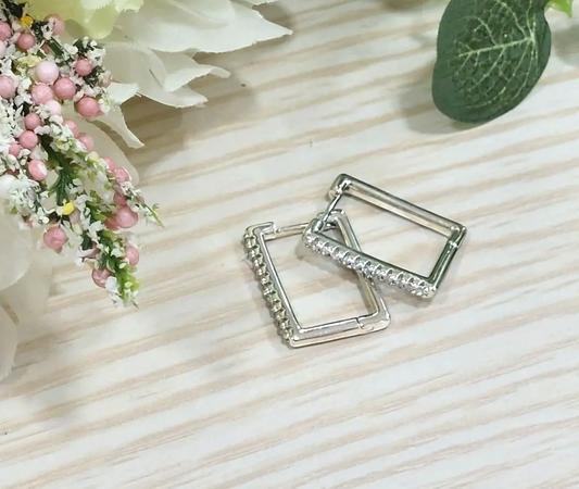 Orecchini Rettangoli Con Zirconi Splendi