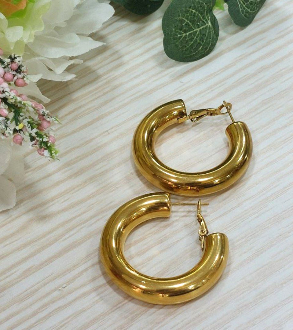 Orecchini Cerchi Slim Bombé Gold