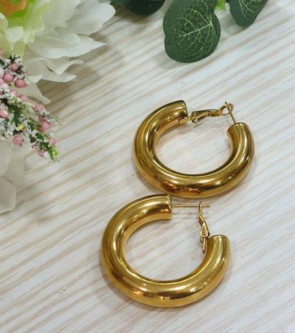 Orecchini Cerchi Slim Bombé Gold