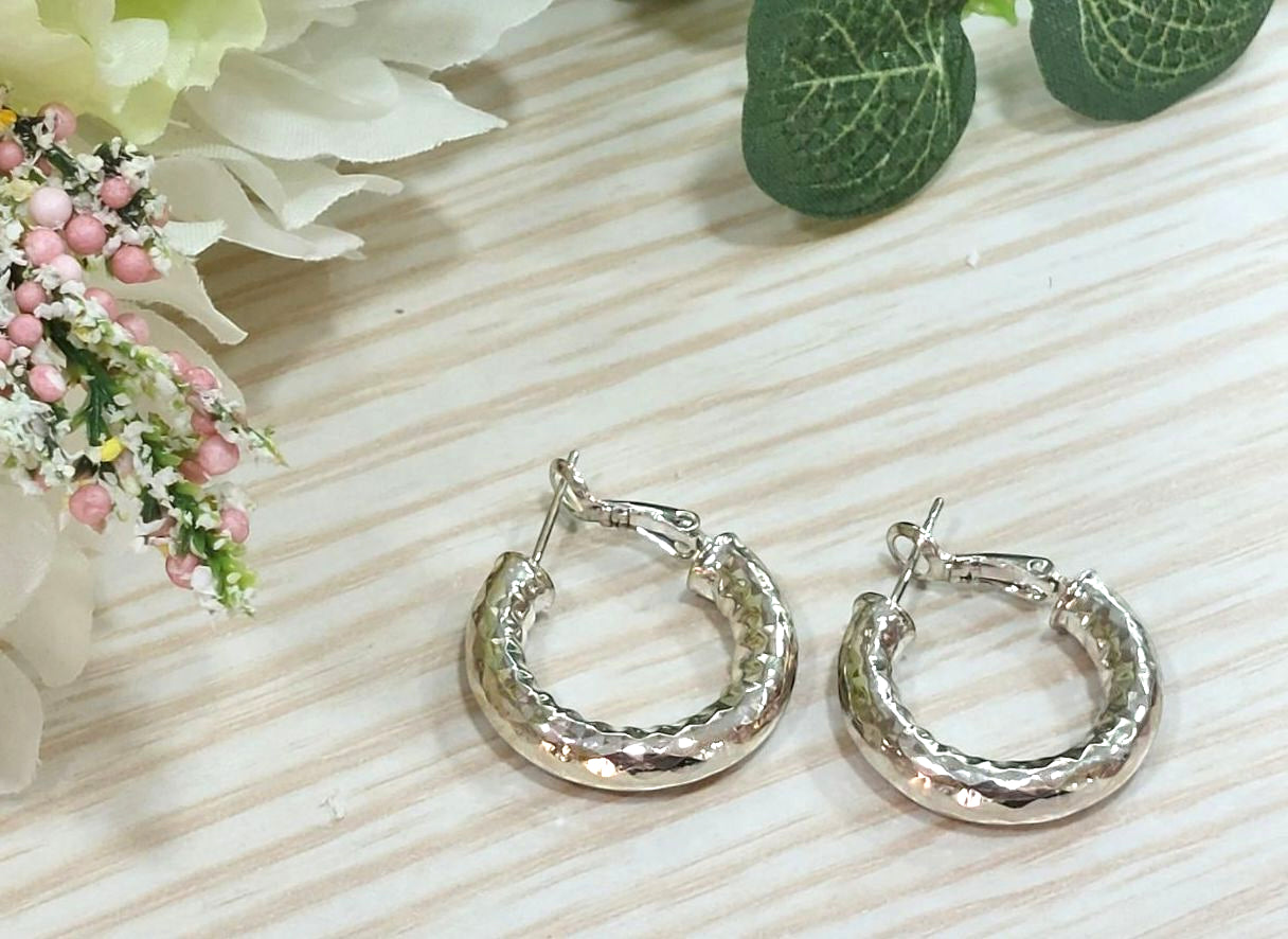 Orecchini Circle Martellato Silver
