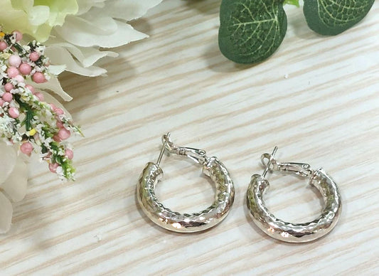Orecchini Circle Martellato Silver