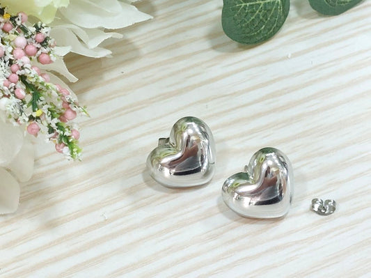 Orecchini Cuore Bombé Silver