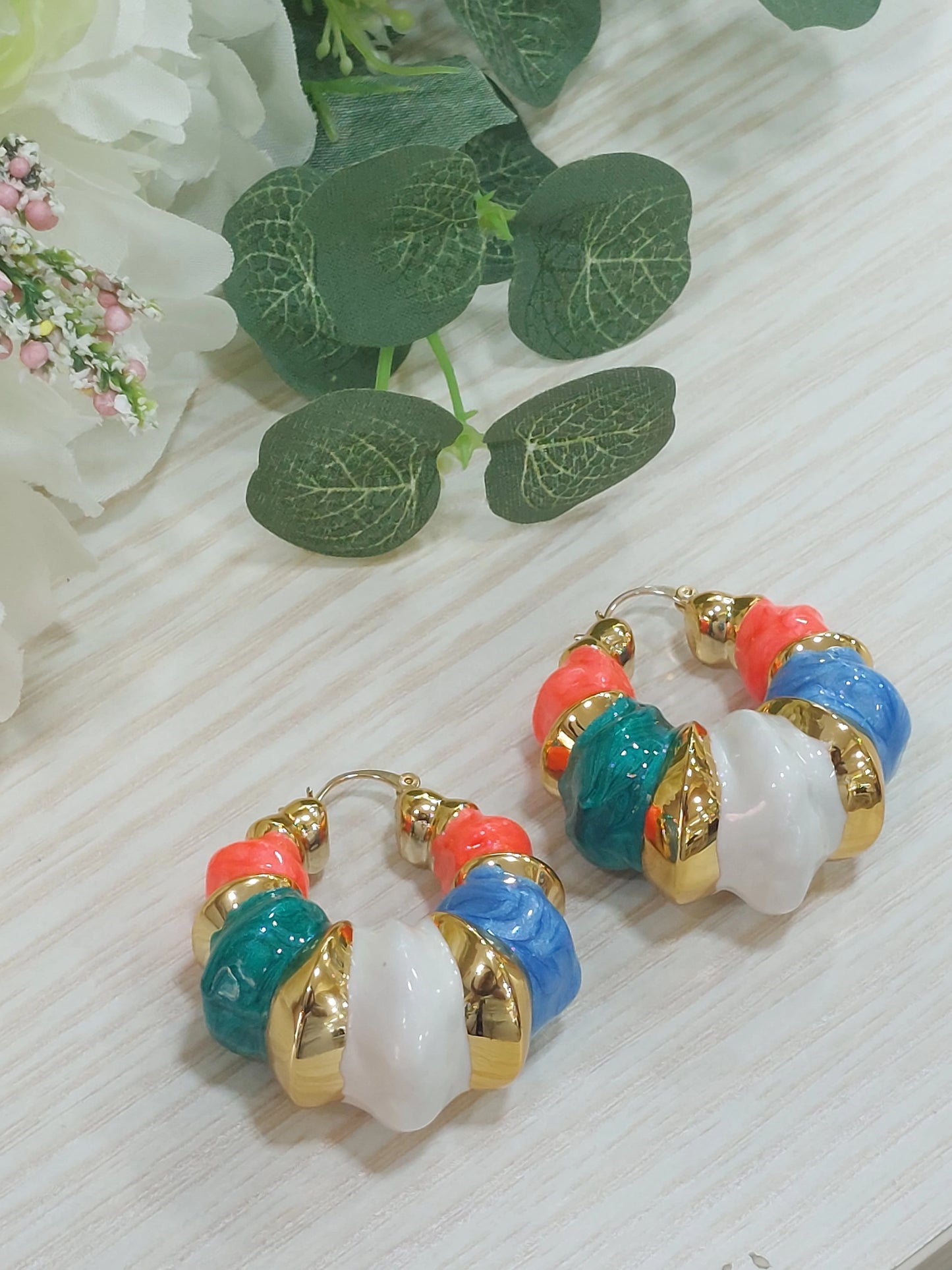 Orecchini Cerchi Smalti Multicolor