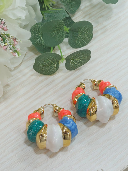 Orecchini Cerchi Smalti Multicolor
