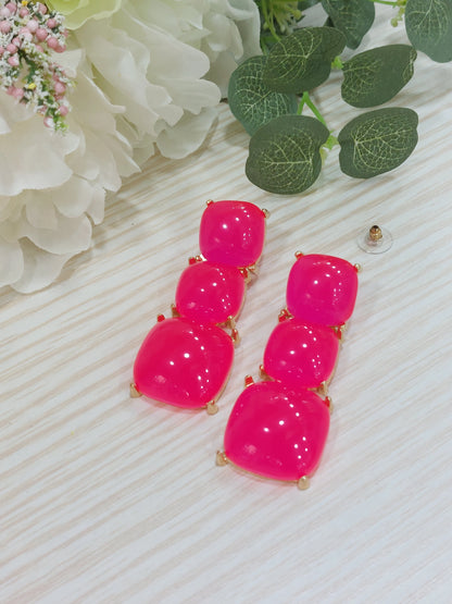 Orecchini Pendenti Fucsia Fluo