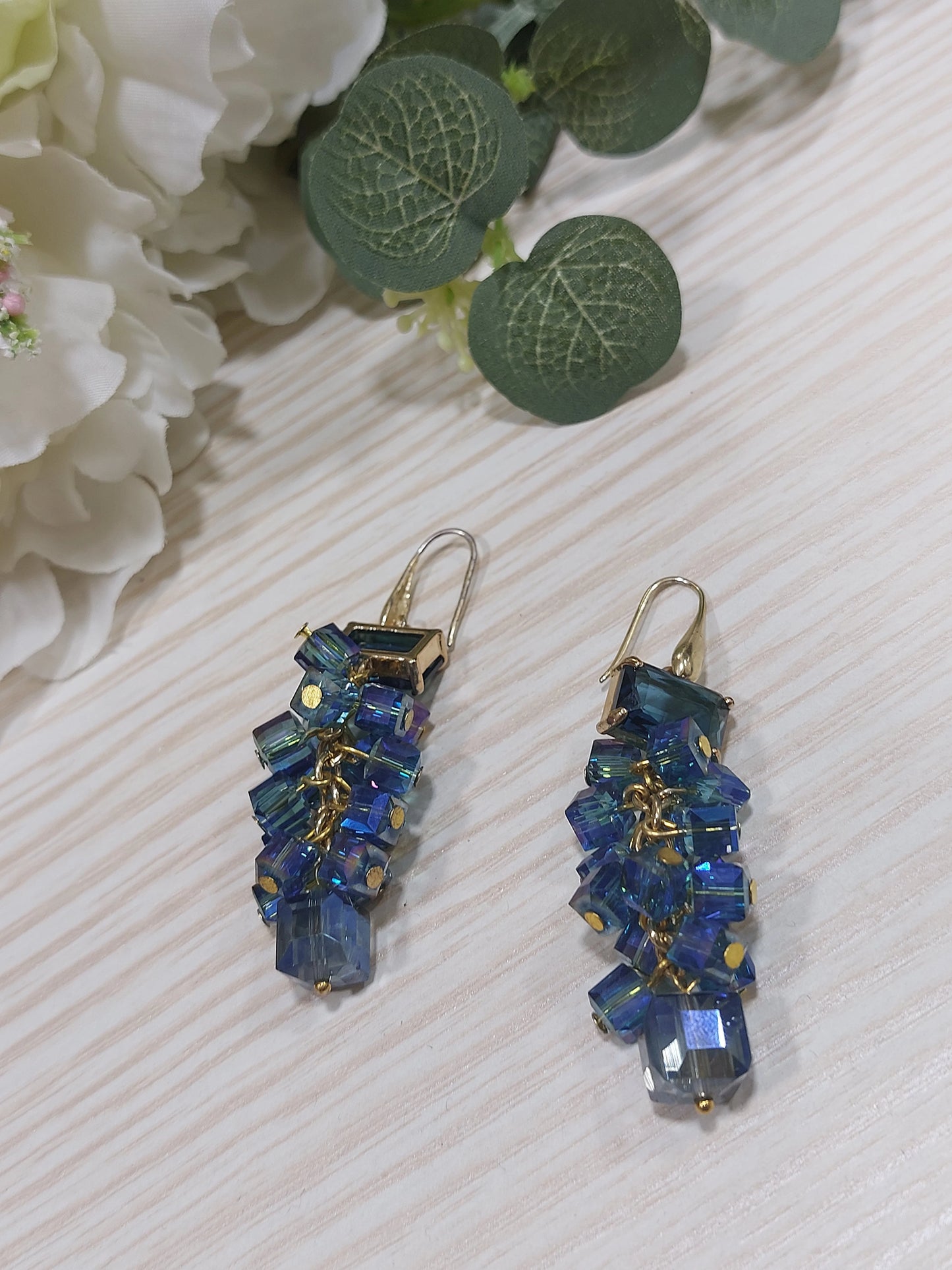 Orecchini Grappolo Cristallo Blu