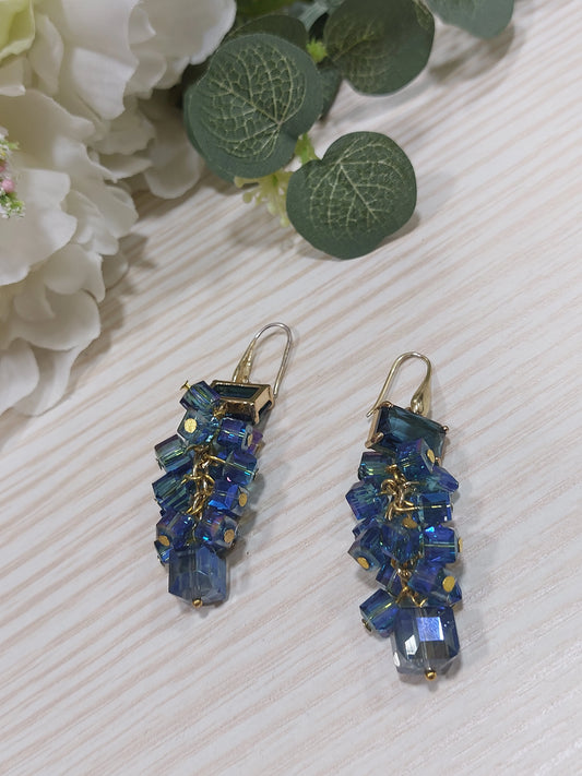 Orecchini Grappolo Cristallo Blu