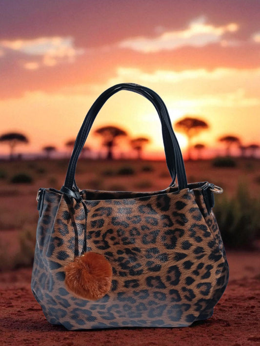 Borsa Animalier Pon Pon Leopardata