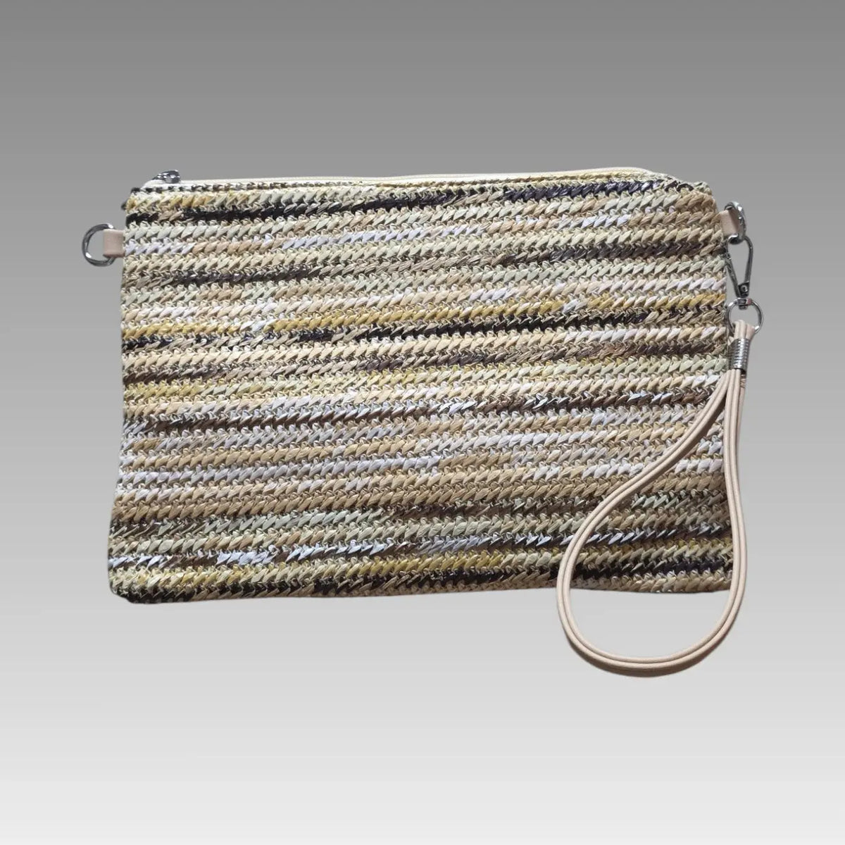 Clutch de rafia con efecto jaspeado