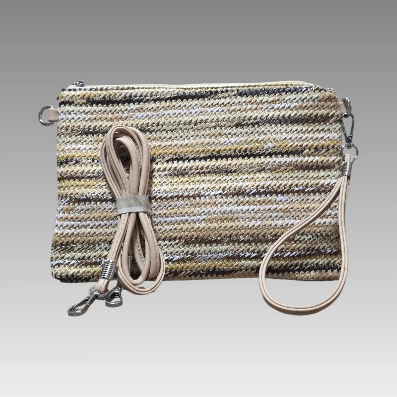 Clutch de rafia con efecto jaspeado