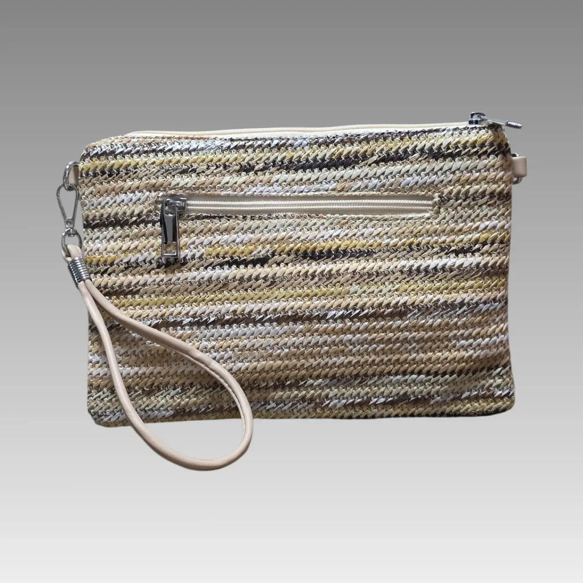 Clutch de rafia con efecto jaspeado