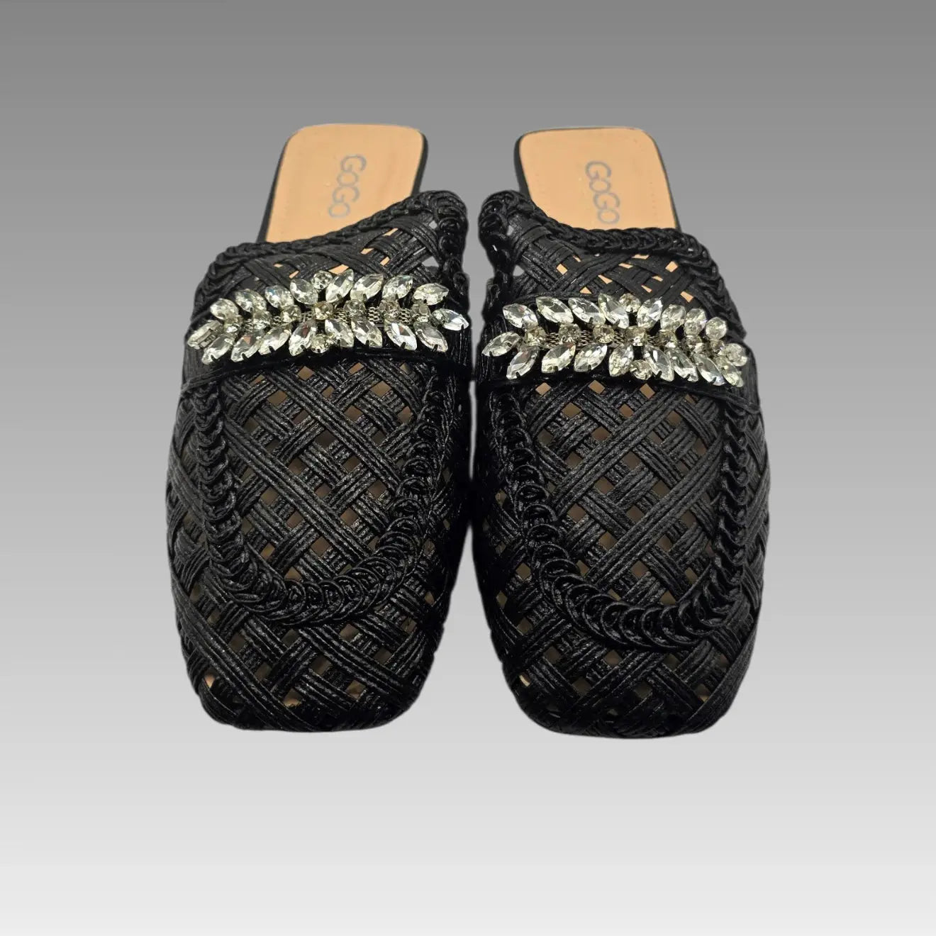 Sabot Basso Intrecciato con Cristalli