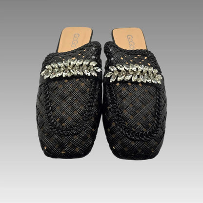 Sabot Basso Intrecciato con Cristalli