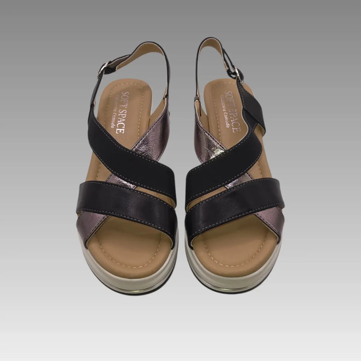 Sandalia Comfort con cuña alta