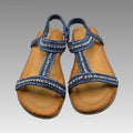 Sandalia T-Strap Denim Strass