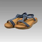 Sandalia T-Strap Denim Strass