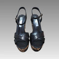 Sandalia de cuña Floral Black