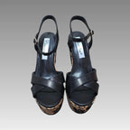 Sandalia de cuña Floral Black