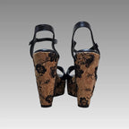 Sandalia de cuña Floral Black