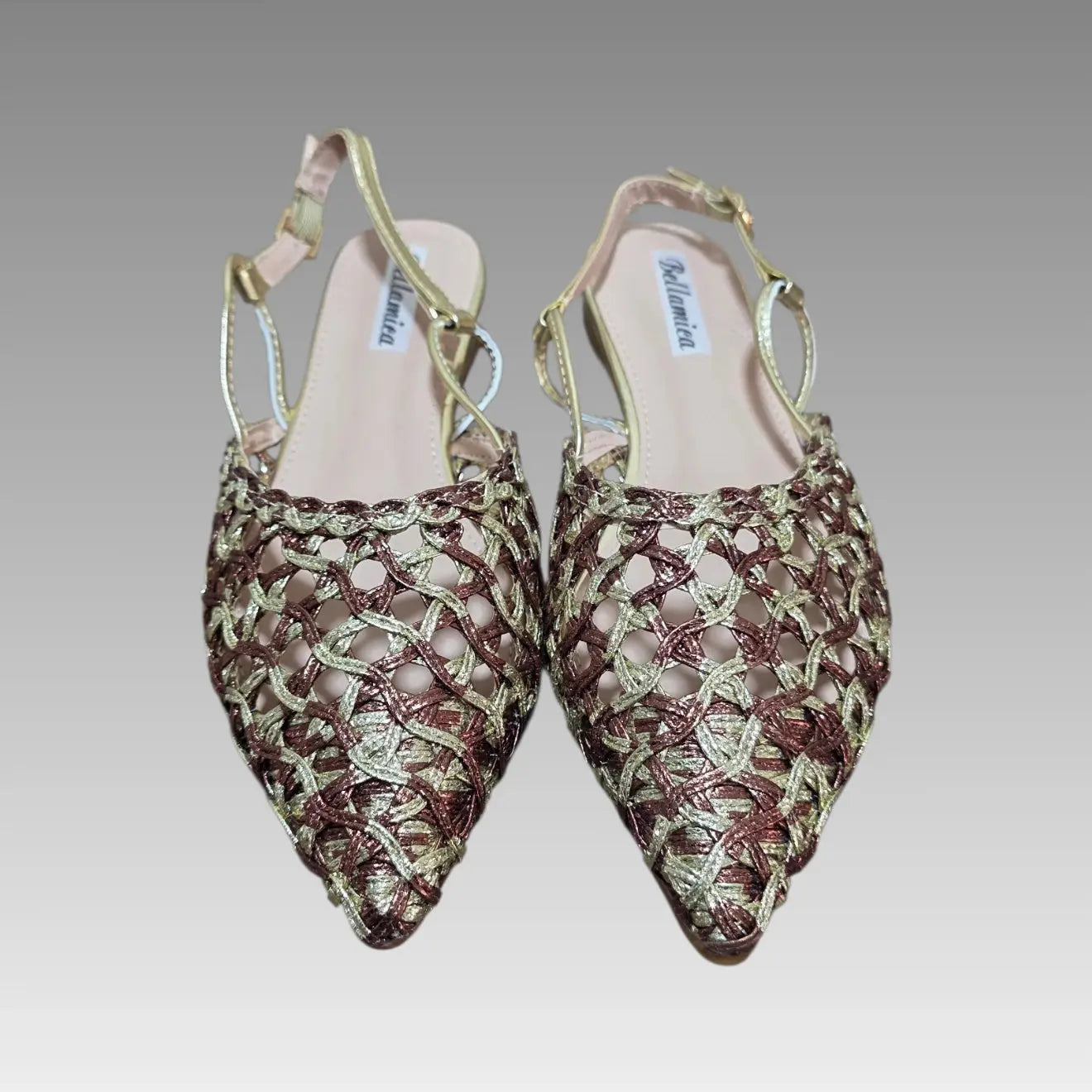 Slingback de punta en bronce y dorado