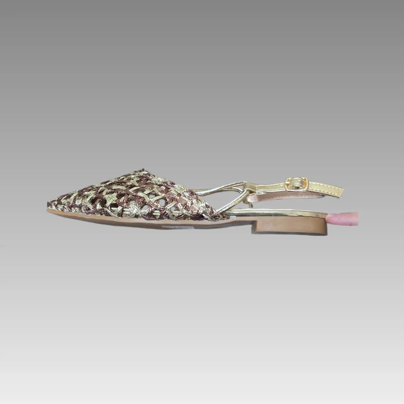 Slingback de punta en bronce y dorado