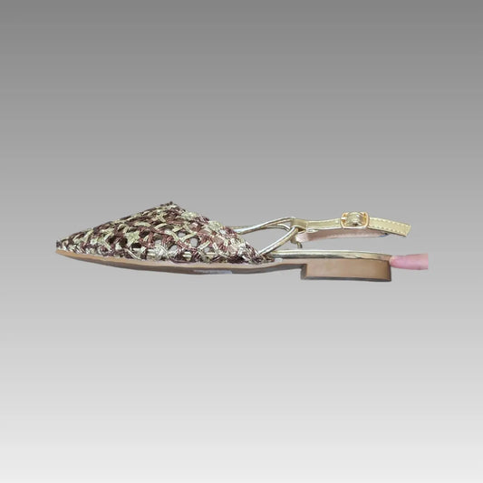 Slingback A Punta Bronzo E Oro