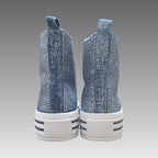 Sneakers Alte Platform Denim E Strass Splendi