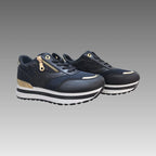 Sneakers Platform Pizzo E Cerniera Gold Splendi