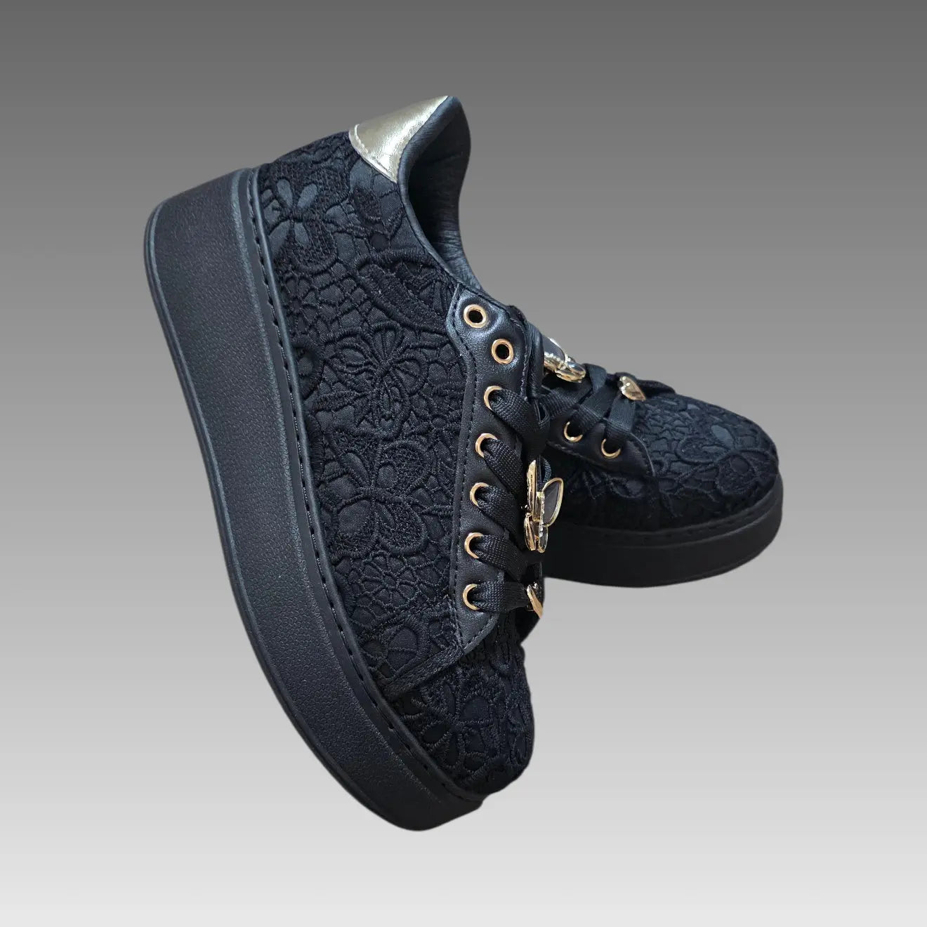 Sneakers Platform Pizzo E Farfalla Gioiello Splendi