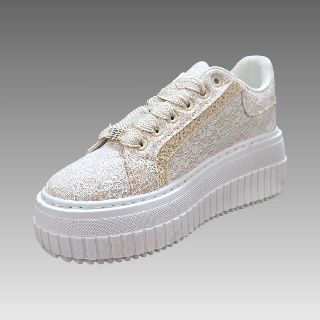 Sneakers Platform Pizzo e Glitter Splendi