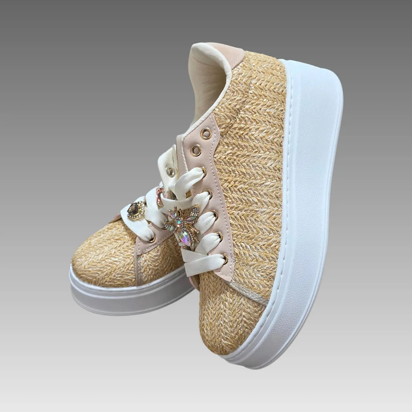 Sneakers Platform Rafia E Ape Gioiello Splendi