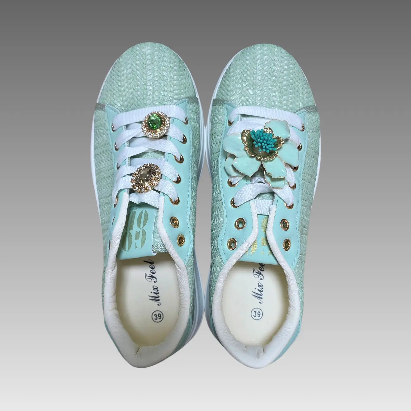 Sneakers Platform Rafia E Fiore Gioiello Splendi