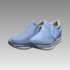Sneakers tipo plataforma sin cordones con pedrería