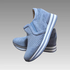 Sneakers tipo plataforma sin cordones con pedrería