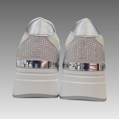 Sneakers Platform Strass Silver Splendi
