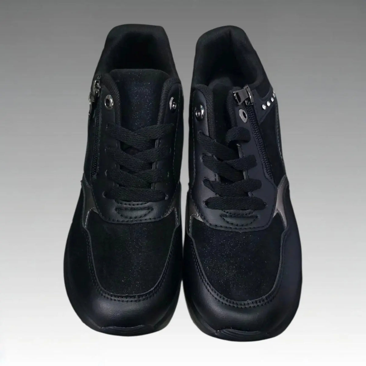 Sneakers Sportive Con Strass E Cerniera Splendi