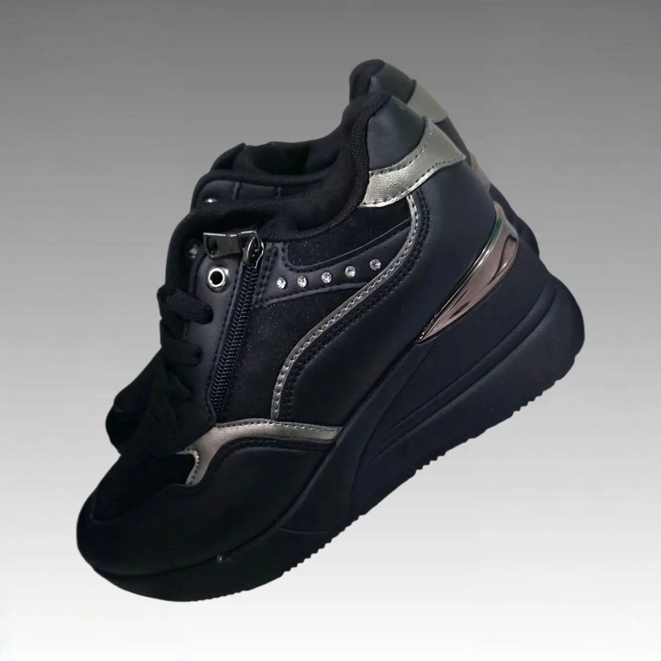 Sneakers Sportive Con Strass E Cerniera Splendi